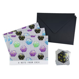 D20 dés invitations de dés polyédriques stationnaires dnd dés cartes de remerciement jeu cartes de vœux maître de donjon cartes de notes rpg dés gamer geek