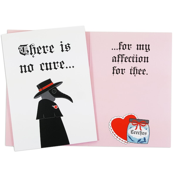 Plague Doctor love greeting card funny pandemic steampunk i love you boyfriend card husband 5x7 goth Valentine's Day Card