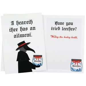 Plague Doctor Get Well Soon Card funny greeting card goth care package pandemic doctor card thinking of you feel better surgery 5x7 sick image 1