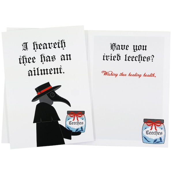 Plague Doctor Get Well Soon Card funny greeting card goth care package pandemic doctor card thinking of you feel better surgery 5x7 sick