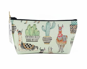 Llama Makeup Bag small cactus canvas pouch llama gifts toiletry bag alpaca pencil pouch llama print cactus print succulent vegan