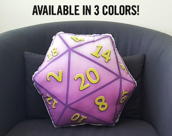 D20 Dice Pillow polyhedral dice cushion geek home decor gaming dungeon master rpg game room gamer gifts dice pillow nerdy college student