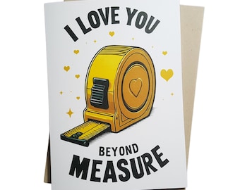 I love you card, husband gift, Valentines Day Card, woodworking, anniversary card for husband, engineer, romantic, construction, boyfriend