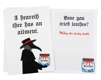 Plague Doctor Get Well Soon Card funny greeting card goth care package pandemic doctor card thinking of you feel better surgery 5x7 sick