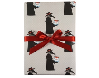 Plague Doctor Wrapping Paper, Halloween gift wrap, goth gift wrap, medical wrapping paper, nurse scrapbook paper, funny birthday gift wrap