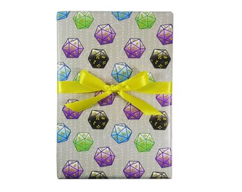 D20 Dice Wrapping Paper: Gamer Gift Wrap, RPG Polyhedral Design