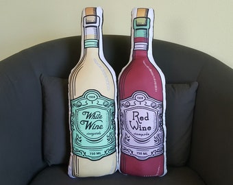 Wine Pillows, wine gifts, novelty pillow, wine art, home bar decor, wine lover gift, accessories, man cave, food pillow, booze, wine tasting