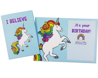 Unicorn Birthday Card Greeting Cards Rainbow Unicorn Party unicorn gift happy birthday sticker unicorn card child birthday magical girls kid