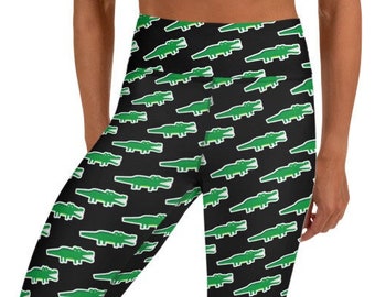 Alligator Leggings, gator yoga pants, Louisiana tights, Florida, printed leggings, workout leggings, animals, high waisted, Mardi Gras