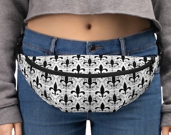 Fleur De Lis Fanny Pack, New Orleans bag, Louisiana Gift, hip bag, cajun art, french design, pouch bag, festival fanny pack, hip pouch