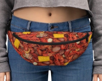 Crawfish Fanny Pack, Louisiana festival bag, New Orleans gift, hip bag, foodie gift, Mardi Gras hip pouch, cajun art, waist bag, baton rouge