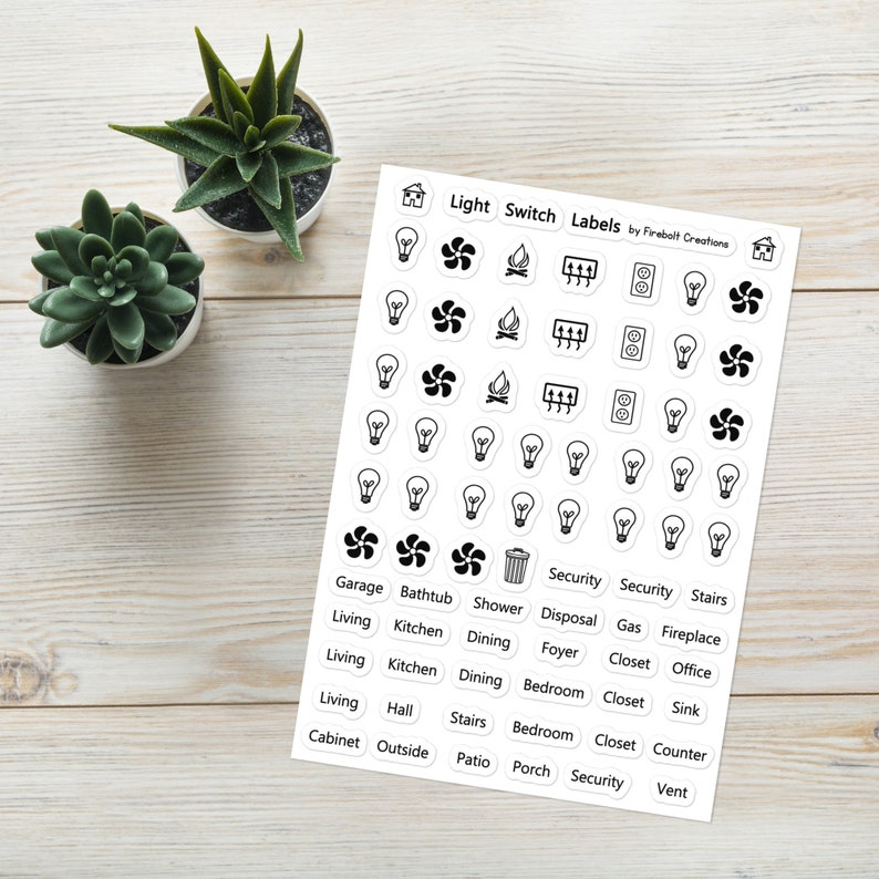 Firebolt Sticker Light Switch Labels Print Font, Switch Plate Stickers, USA ...