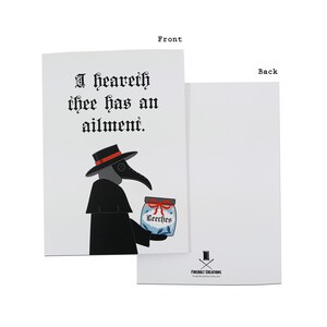 Plague Doctor Get Well Soon Card funny greeting card goth care package pandemic doctor card thinking of you feel better surgery 5x7 sick image 4