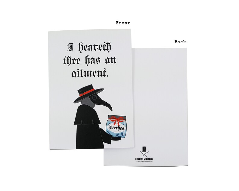 Plague Doctor Get Well Soon Card funny greeting card goth care package pandemic doctor card thinking of you feel better surgery 5x7 sick image 4