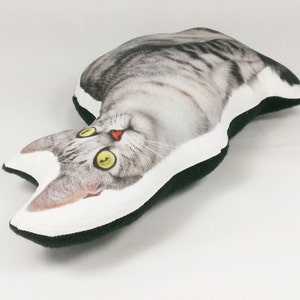 Gray Tabby Cat Pillow: Stuffed Animal Cat Lover Gift image 3