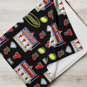 Casino Blanket, slot machine, gambler gift, 50&quot; x 60&quot; - casino home decor, gambling, bingo, poker, las vegas wedding, casino lover, bedding