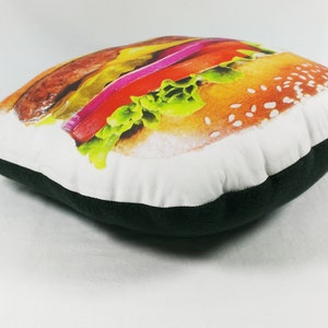 Hamburger Pillow decorative pillow throw pillow burger food cheeseburger home decor girlfriend gift boyfriend gift funny foodie gift college image 2