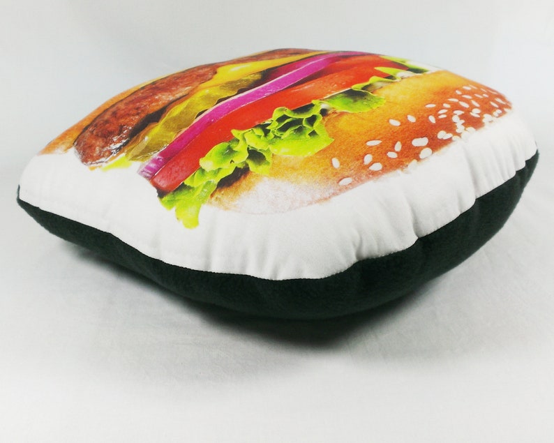 Hamburger Pillow decorative pillow throw pillow burger food cheeseburger home decor girlfriend gift boyfriend gift funny foodie gift college image 2