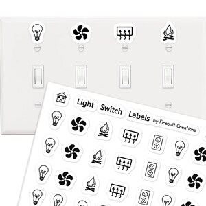 Light Switch Labels Print Font, Switch Plate Stickers, USA ...