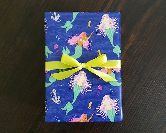 Mermaid Wrapping Paper: Beachy Nautical Gift Wrap - 20" x 28" Sheets