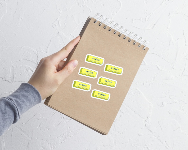 Butter Sticker Set, small stickers, journal stickers, food planner stickers, foodie gift, laptop decal, baker stickers, bakery, chef gift 画像 2