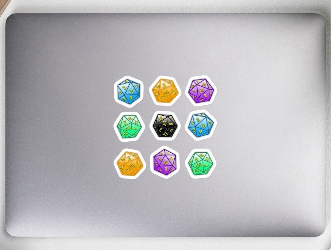 D20 Stickers, Dice Stickers, Gamer Stickers, Board Game Stickers, Dnd