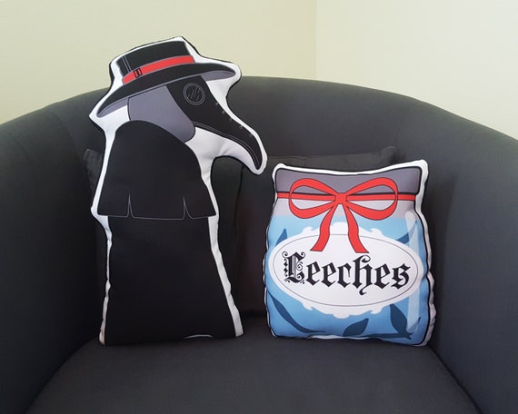 Plague Doctor Pillow, leeches, Halloween pillows, gothic home decor, funny goth gift, throw pillows, gothic, medical student, dark academia