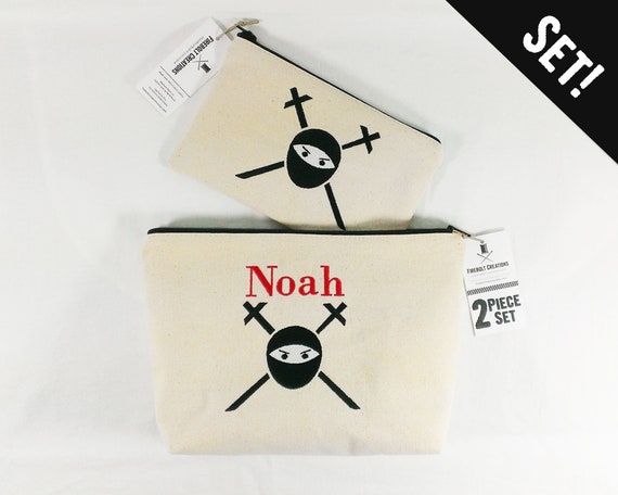 ninja toiletry bag set personalized gift kawaii custom name etsy