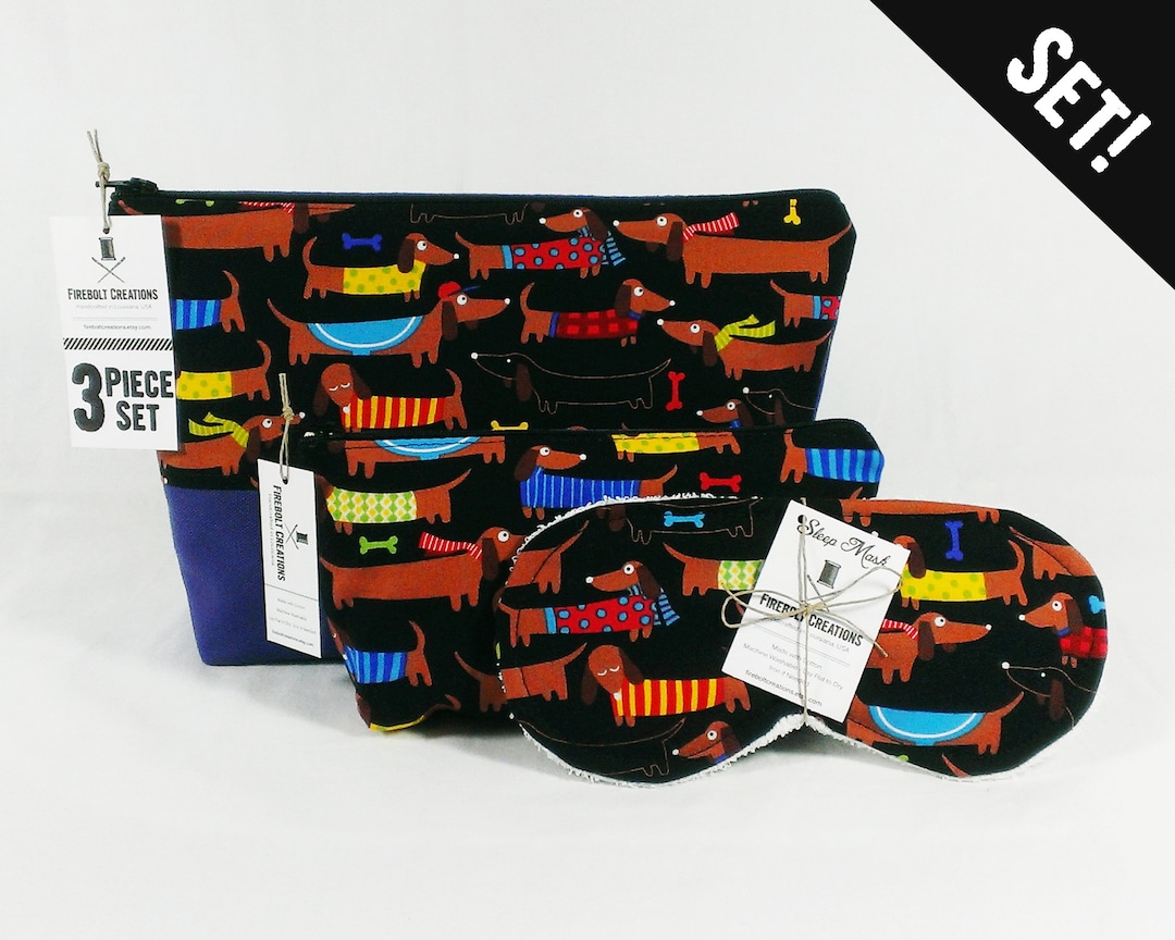 Dachshund Toiletry Bag Set Dog Lover Gift Sausage Dog Mom Dachshund