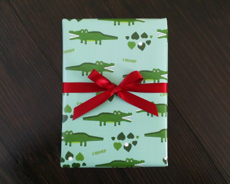 Alligator Wrapping Paper sheets, crocodile gift wrap, florida gators, louisiana, animal art, gift wrapping paper, scrapbook paper, green image 5