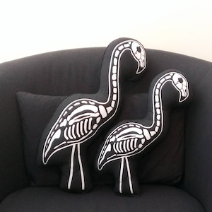 Skeleton Flamingo Pillow flamingo cushion cute flamingo gift ideas party favor flamingo party day of the dead halloween decorations gothic