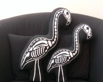 Skeleton Flamingo Pillow flamingo cushion cute flamingo gift ideas party favor flamingo party day of the dead halloween decorations gothic