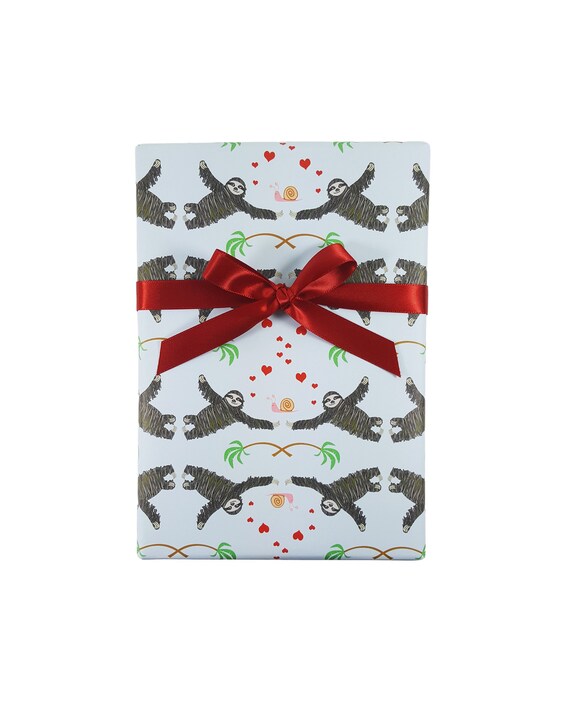 Sloth Gift Wrap, snail wrapping paper sheets, animal lover scrapbook paper, sloth gifts, sloth art, snail art, birthday gift for women, cute
