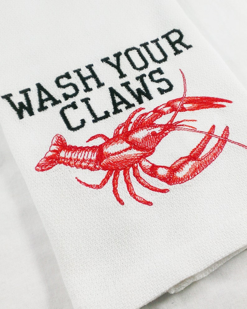 Crawfish Funny Kitchen Towels kitchen decor new orleans louisiana mardi gras cajun art dish towels foodie gift hand towels hostess gift usa image 2