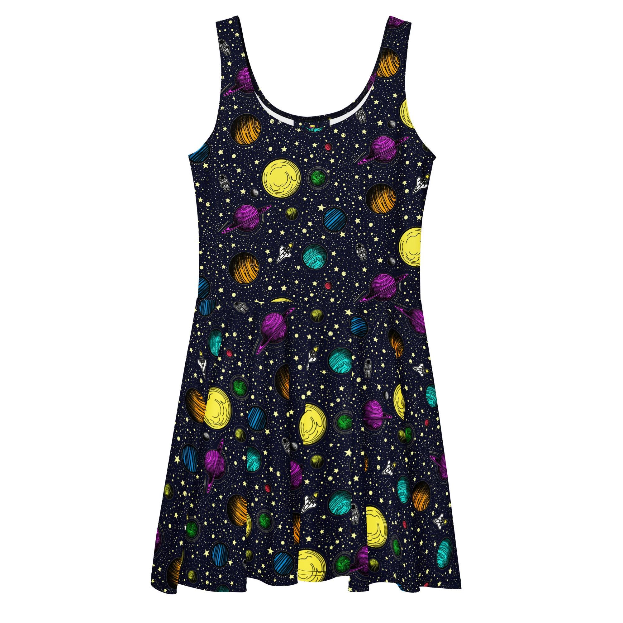 space skater dress Space Mountain Skater Dress: Women's Sleeveless Futuristic Disneybound Costume Athletic Design