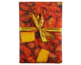 Crawfish Boil Wrapping Paper, Louisiana gift wrap, scrapbook paper, New Orleans, mardi gras, foodie gift, southern, baton rouge, sheets