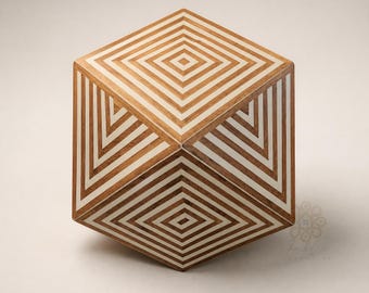 Handmade Moroccan Walnut White Resin Hexagon Coffee Table Geometric Art Deco Luxury Decor