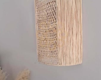 Handmade Raffia Wall Sconce: Honeycomb Boho Wall Decor