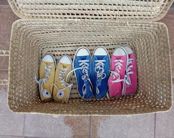 Wicker Shoe Storage Basket Lid Handwoven Rattan Toy Box Entryway Organizer Boho Trunk Nursery