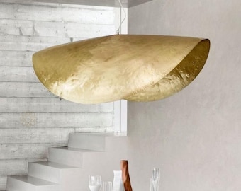 Gervasoni Style Handmade Moroccan Brass Pendant Light: Semi-Sphere Ambient Ceiling Fixture