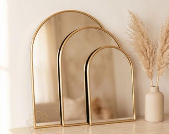 GOLD Arched Mirror Brass Wall Mirrors, Bathroom Vanity Mirror Modern Home Decor