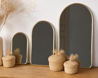 GOLDEN Arched Mirror Brass Wall Mirrors, Bathroom Vanity Mirror Modern Home Decor