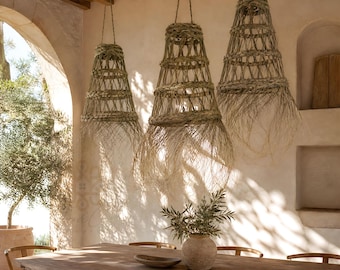 Straw Boho Pendant Light Handmade Woven Lampshade Moroccan Rattan Ceiling Hanging Lamp Decor