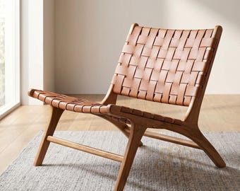 Handmade Moroccan Walnut Leather Accent Chair – Artisan Lounge Home Decor