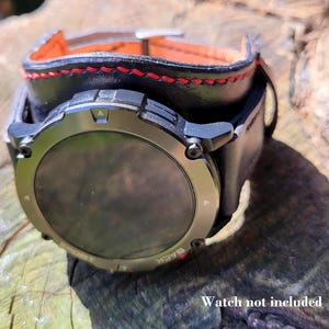 Black Leather Watch Cuff for Smart Watch
