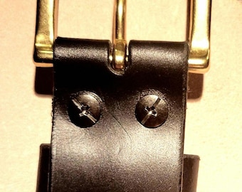 Black bridle leather belt, removable buckle