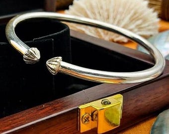 Minimalist Silver Bangle Bracelet, Adjustable Kada for Men Women, Unisex Open Cuff, Sterling Silver Jewelry, Islamic Muslim Gift for Her/Him