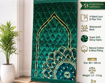 Luxury Prayer Mat for Muslims, Soft Cushioned Janamaz, Islamic Prayer Rug, Thick Padded Salah Mat, Muslim Gift, Waterproof Back Prayers
