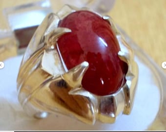 Handmade Ruby Ring in 925 Sterling Silver Quartz Accessories, Birthstone Statement Vintage ruby Ring, Jewelry Gift for Husband Anniversary