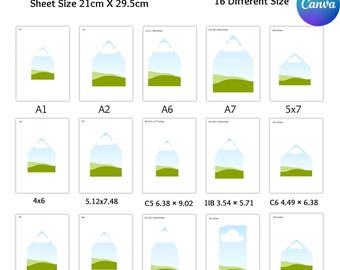 Szablon ramki Canva na kopertę, wkładka do koperty ze zdjęciem, edytowalny projekt, 16 popularnych rozmiarów, pobieranie cyfrowe